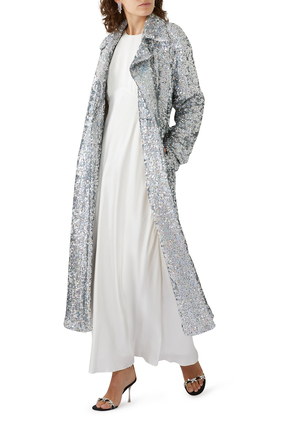 Ronas Sequin-Embellished Trench Coat